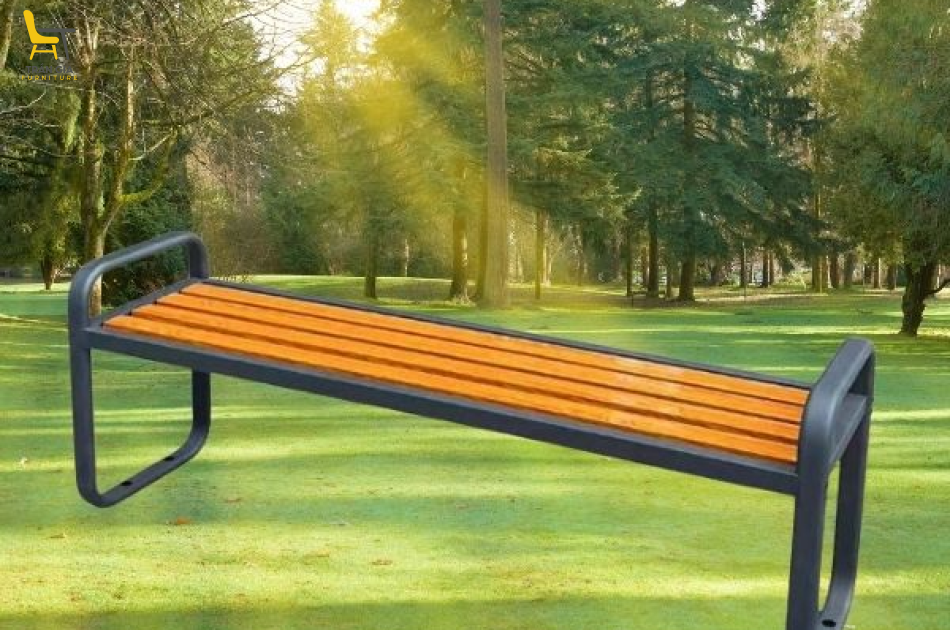 Ghế công viên nan sắt giả gỗ GCV-12