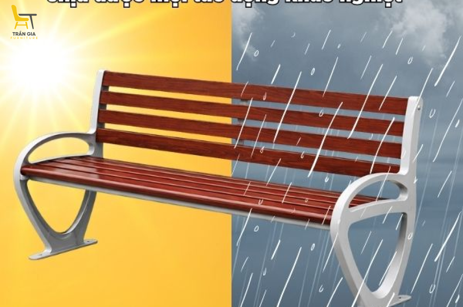 Ghế công viên khung nhôm nan giả gỗ GCV-21