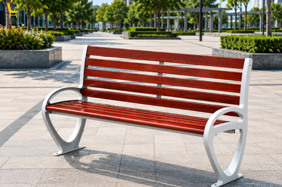Ghế công viên khung nhôm nan giả gỗ GCV-21