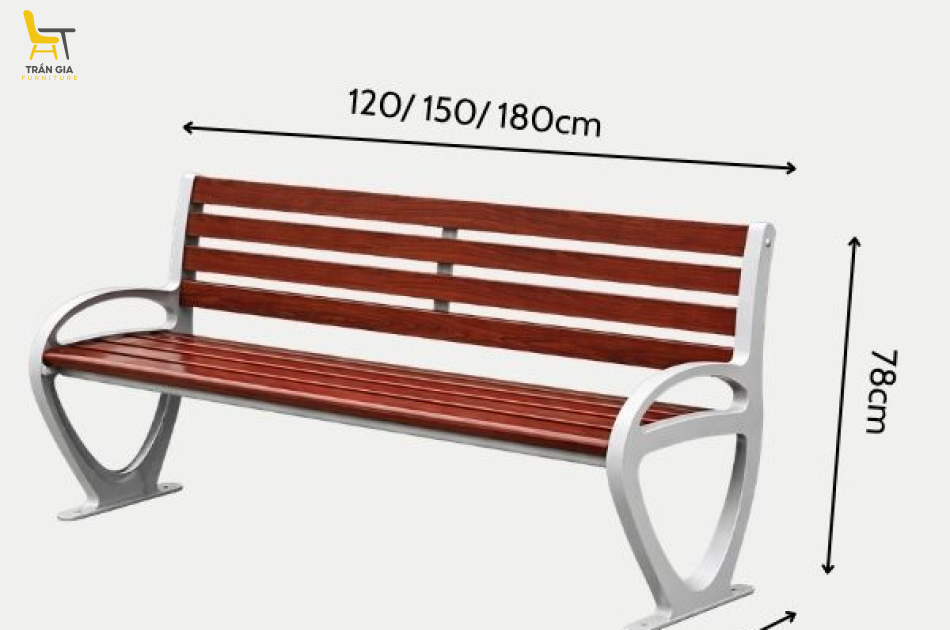 Ghế công viên khung nhôm nan giả gỗ GCV-21