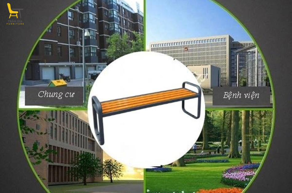 Ghế công viên nan sắt giả gỗ GCV-12