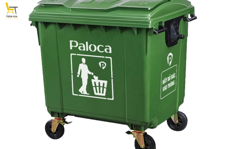Thùng rác nhựa 1100L cỡ lớn 4 bánh xe