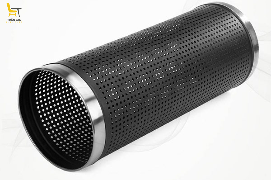 Sọt để ô dù thép sơn đen viền inox vàng/ trắng