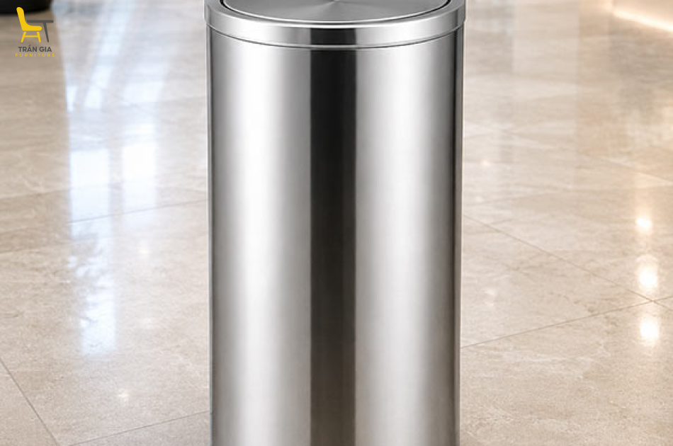Thùng rác inox nắp lật tròn nhiều dung tích