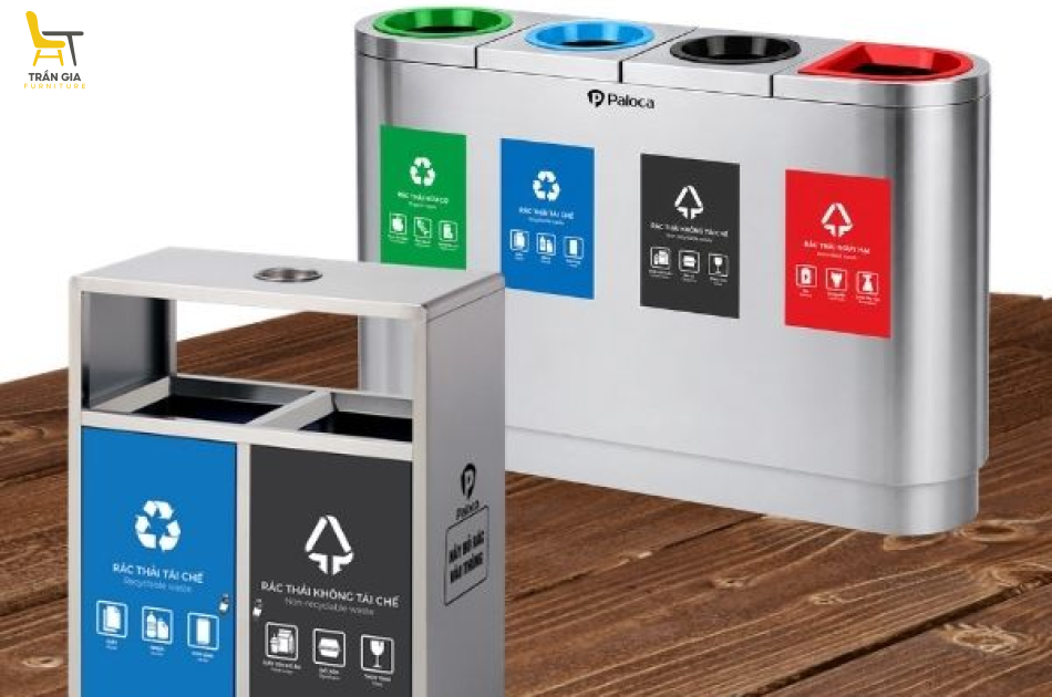 Thùng rác inox phân loại 4 ngăn cao cấp