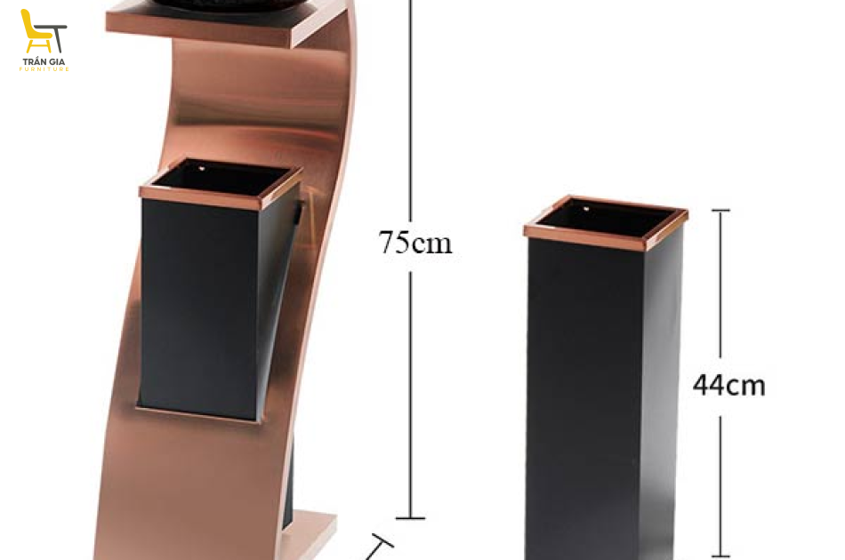 Thùng rác inox chữ Z khay thủy tinh