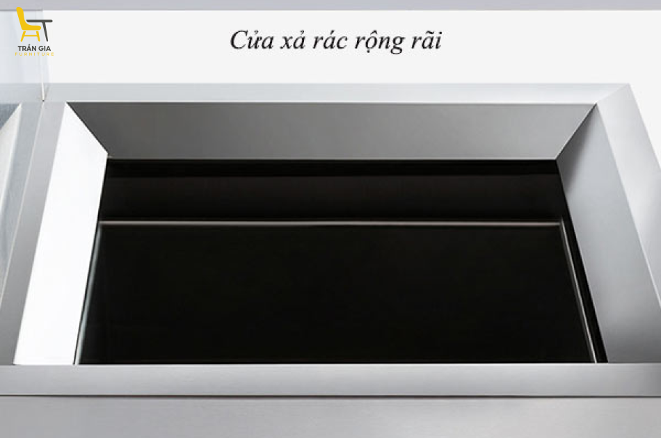 Thùng rác inox 2 ngăn có gạt tàn mặt trước