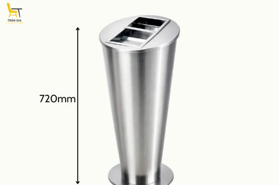 Thùng rác inox trắng trang trí có gạt tàn