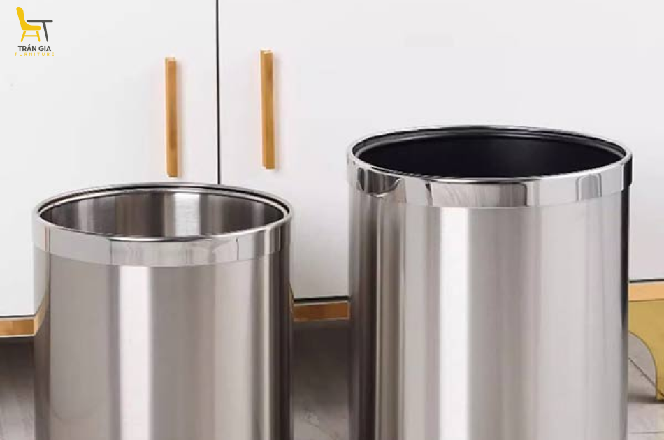 Sọt rác inox 2 lớp không nắp nhiều dung tích