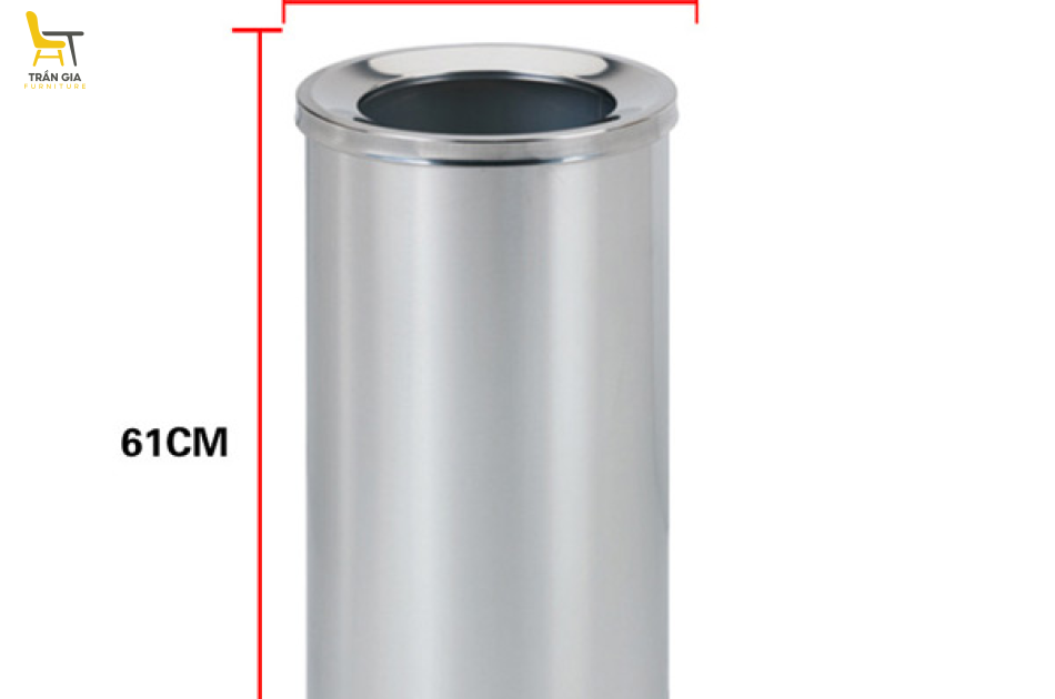 Thùng rác inox tròn nắp hở Ø30 x 61 cm