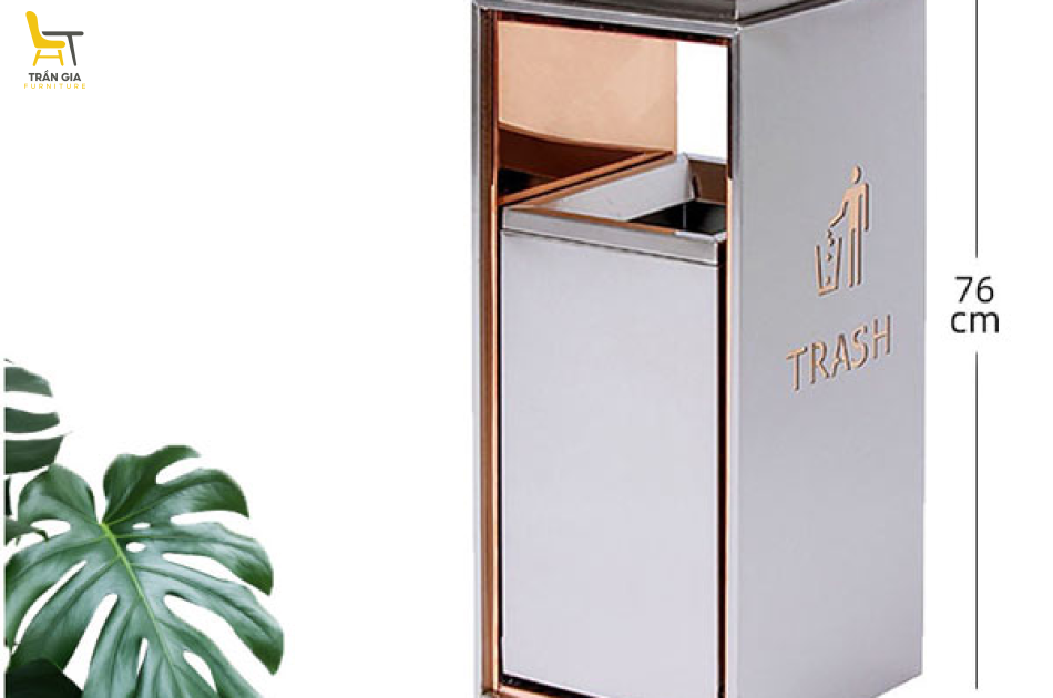 Thùng rác sảnh inox trụ vuông cao cấp