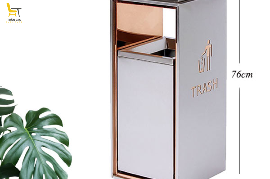 Thùng rác sảnh inox trụ vuông cao cấp