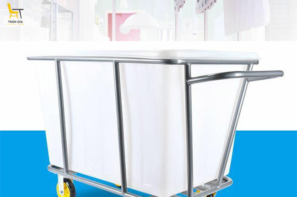 Xe giặt là nhựa màu trắng khung thép sơn tĩnh điện 300L