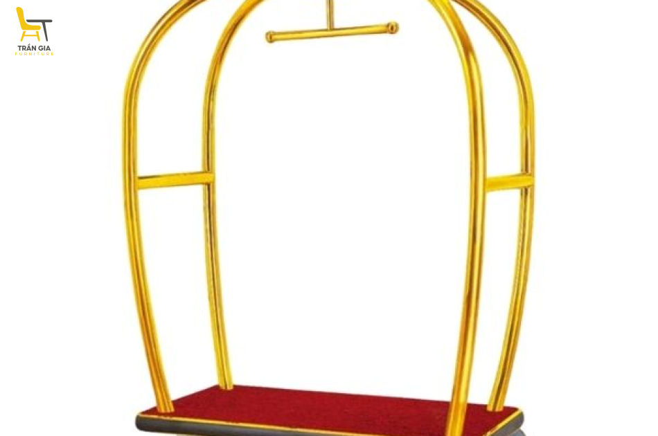 Xe đẩy hành lý bằng inox vàng/ trắng cỡ lớn