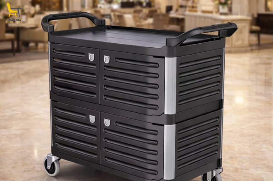  Xe đẩy đồ ăn dọn bàn bằng nhựa có cửa