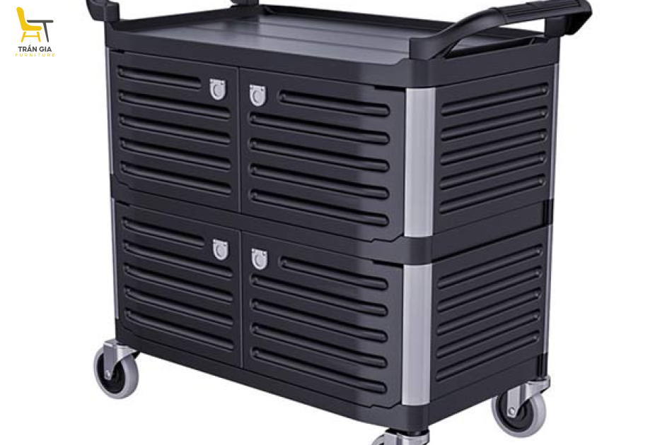  Xe đẩy đồ ăn dọn bàn bằng nhựa có cửa