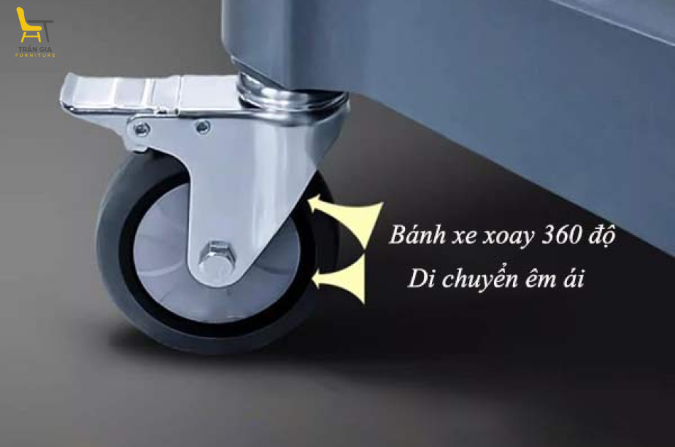 Xe đẩy 3 tầng bằng nhựa khung nhôm tam giác màu ghi