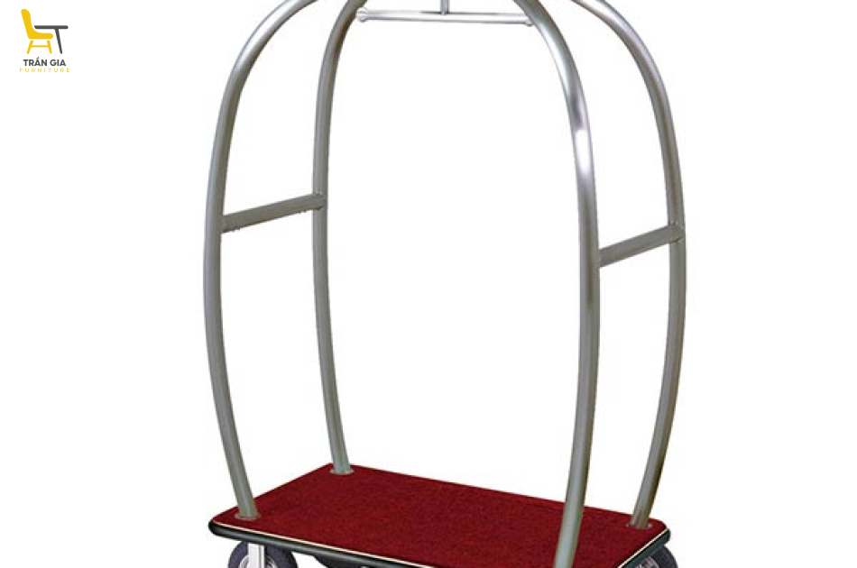 Xe đẩy hành lý bằng inox vàng/ trắng cỡ lớn