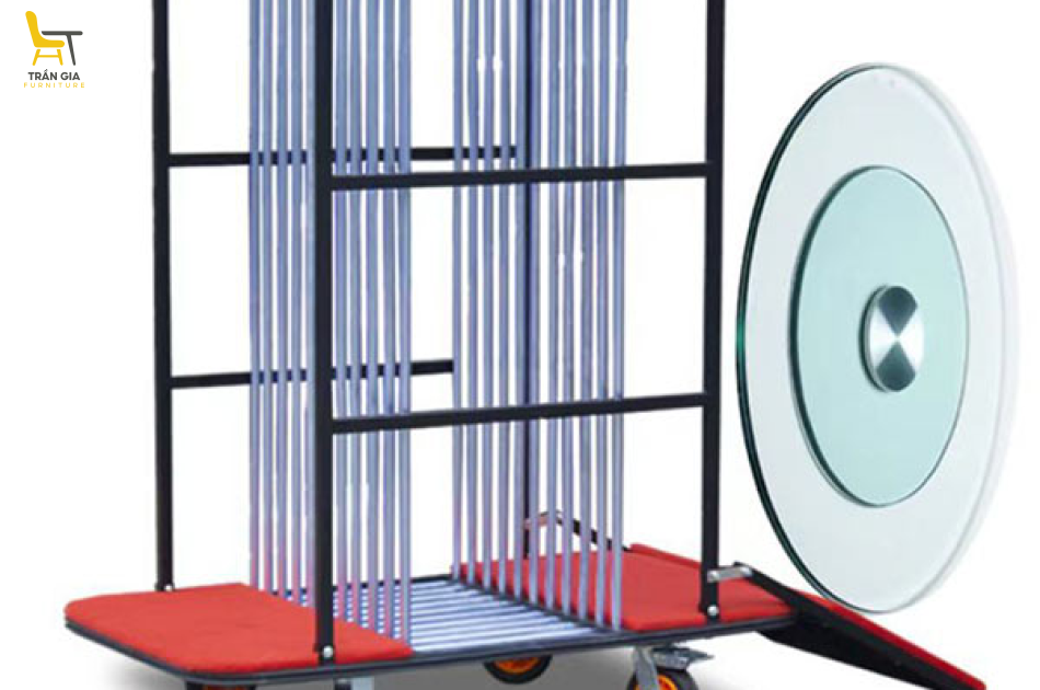 Xe đẩy mâm xoay bằng thép loại có cầu lên