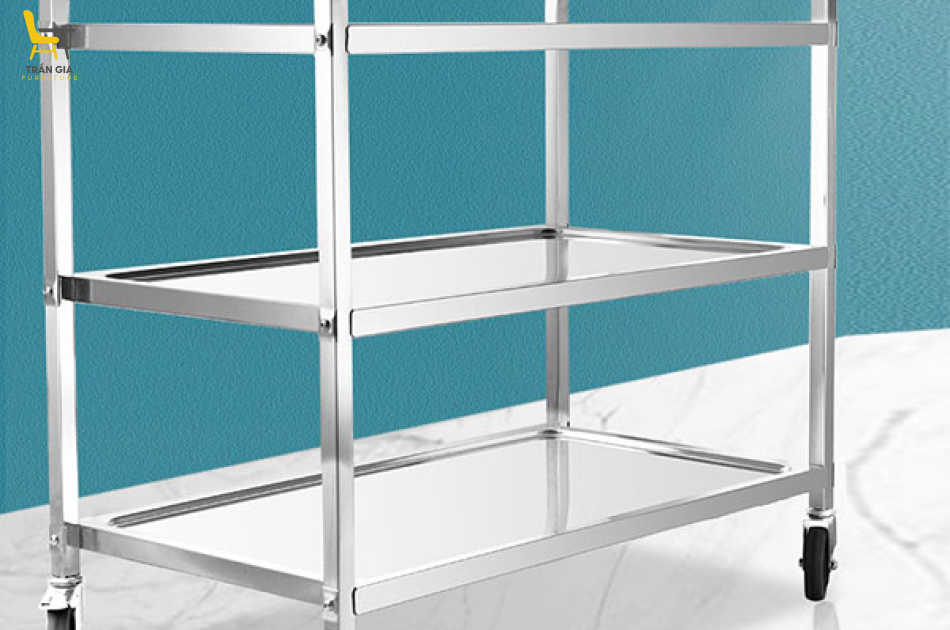 Xe đẩy inox 304 loại 3 tầng cao cấp