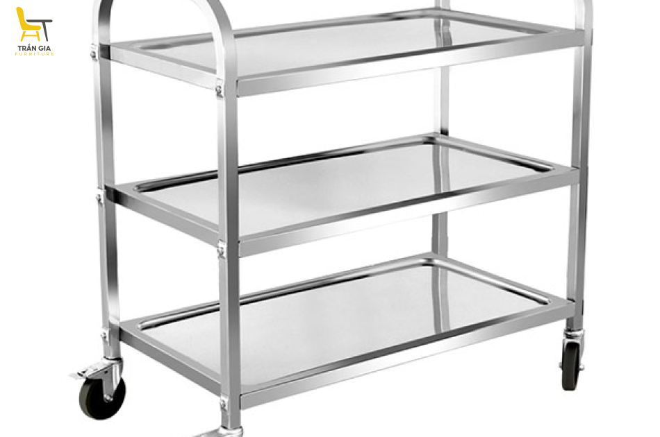 Xe đẩy inox 304 loại 3 tầng cao cấp