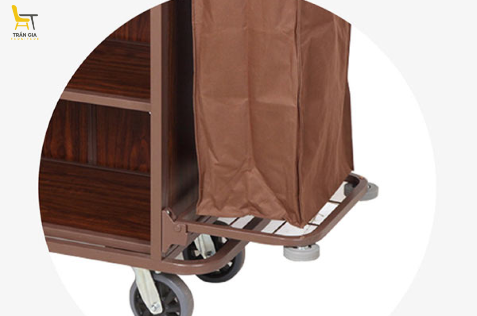 Xe dọn buồng phòng thép sơn tĩnh điện có khay để đồ