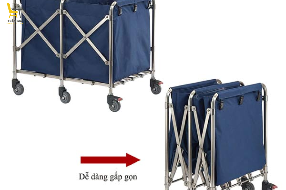 Xe đẩy giặt là 2 ngăn khung gấp gọn tiện lợi