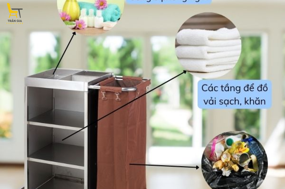 Xe dọn buồng phòng inox nhỏ cho homestay
