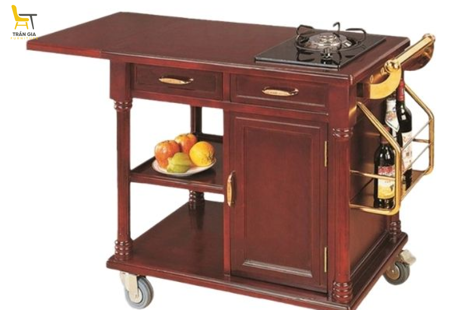 Xe phục vụ bàn bếp có bếp gas đơn đi kèm