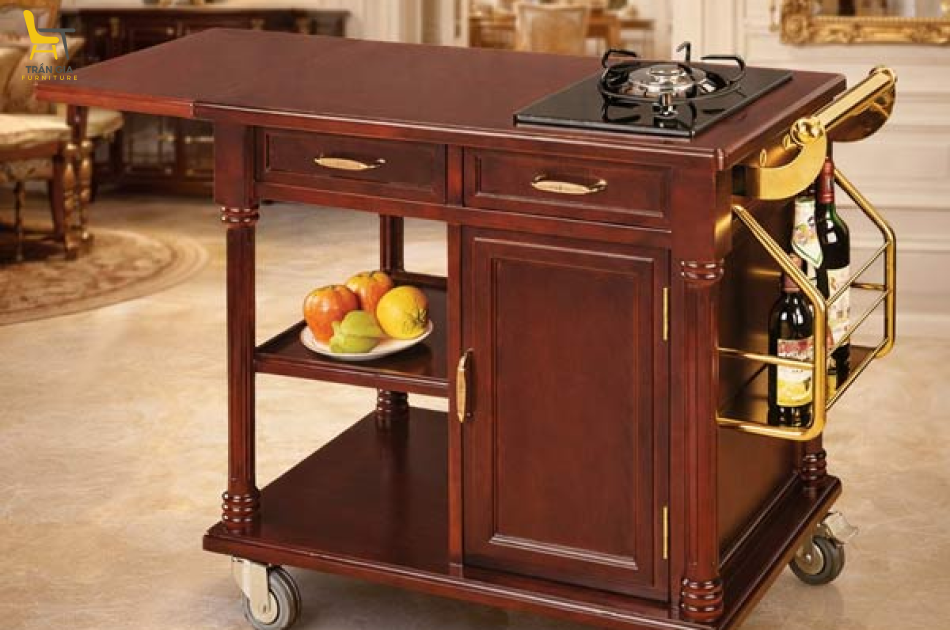 Xe phục vụ bàn bếp có bếp gas đơn đi kèm
