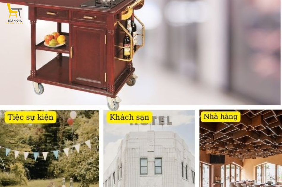 Xe phục vụ bàn bếp có bếp gas đơn đi kèm