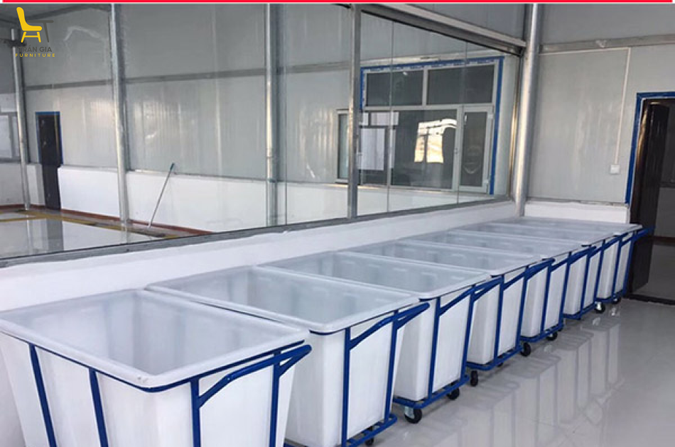Xe giặt là nhựa màu trắng khung thép sơn tĩnh điện 300L