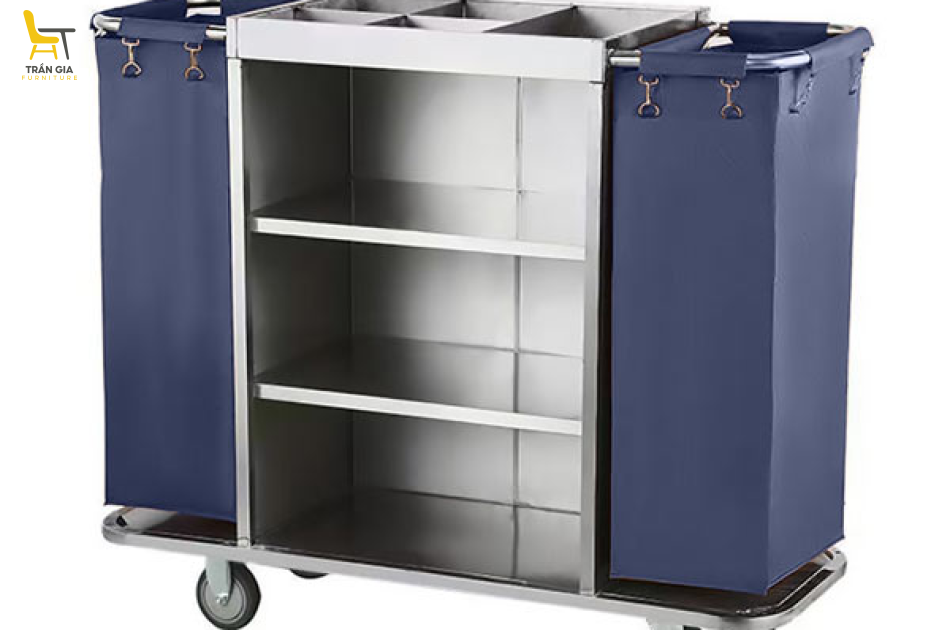 Xe dọn buồng phòng inox trong khách sạn